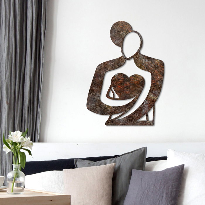 Wallity Rusty Hug Escultura de Pared de Metal Antiquation